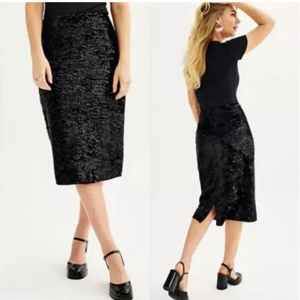Nine West Black Sequin Pencil Skirt